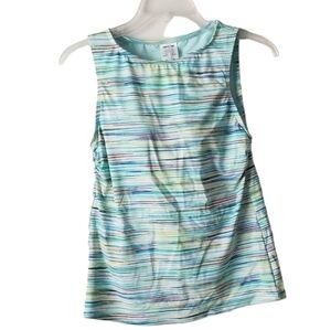 Land's End High Neck UPF 50 Modest Tankini Swimsuit Top Size 6P Blue/Teal